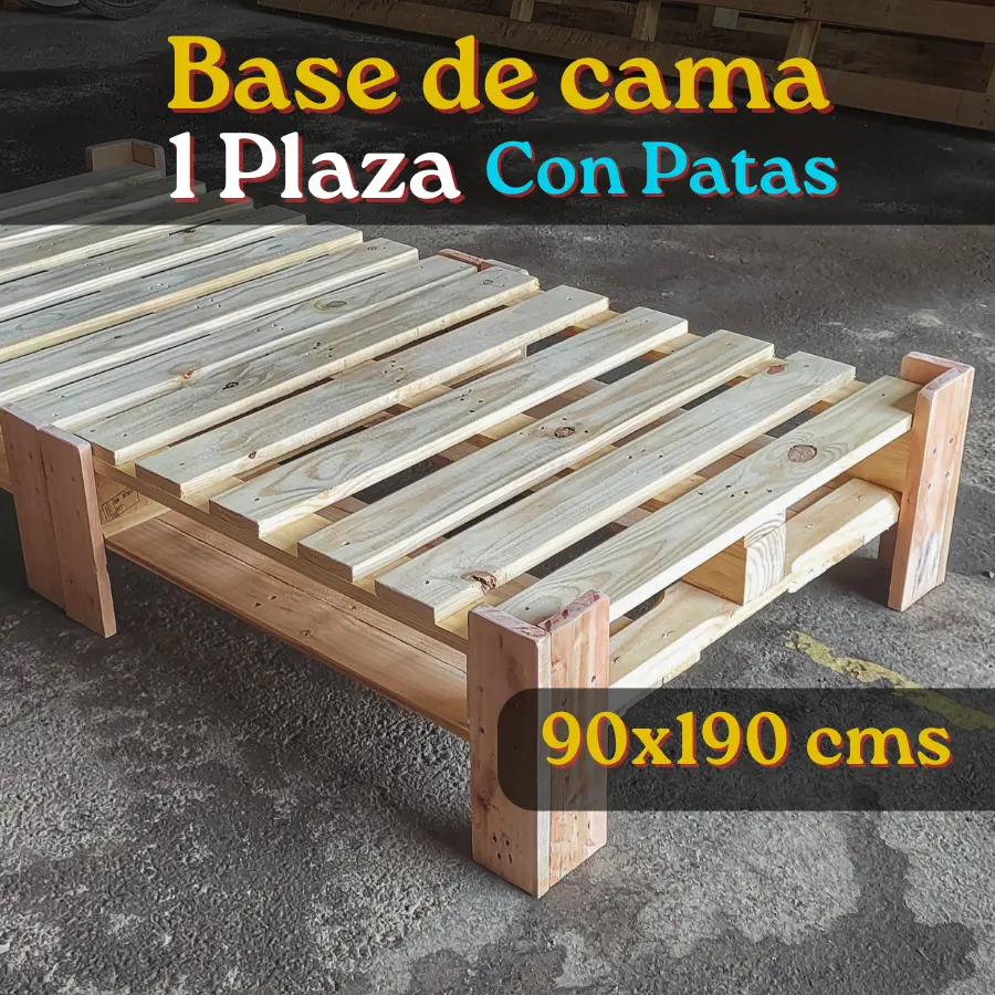 Base de Cama 1 Plaza Con Patas - Imagen 3