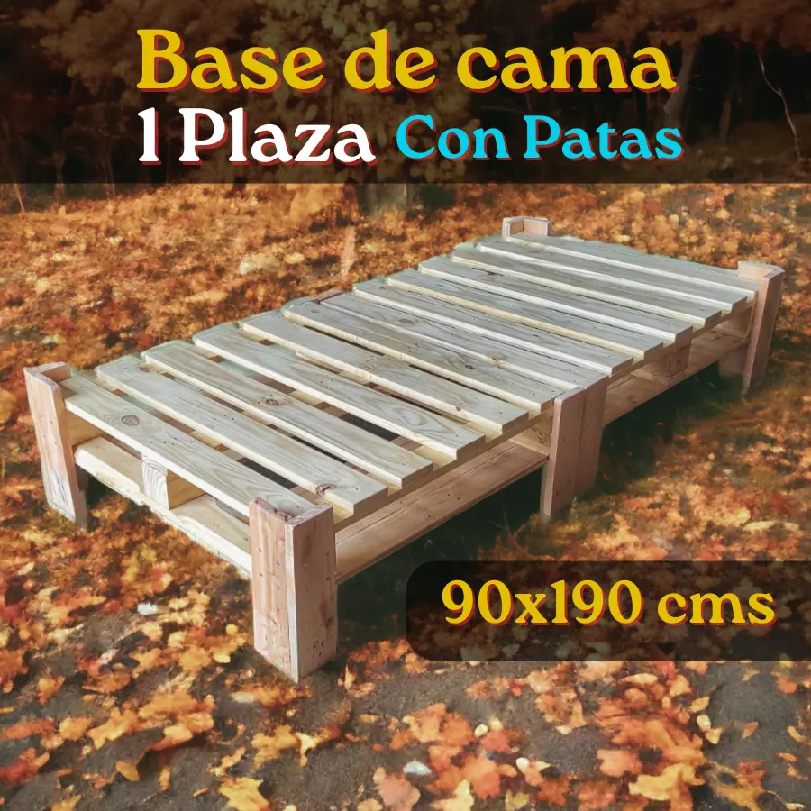 Base de Cama 1 Plaza Con Patas - Imagen 2