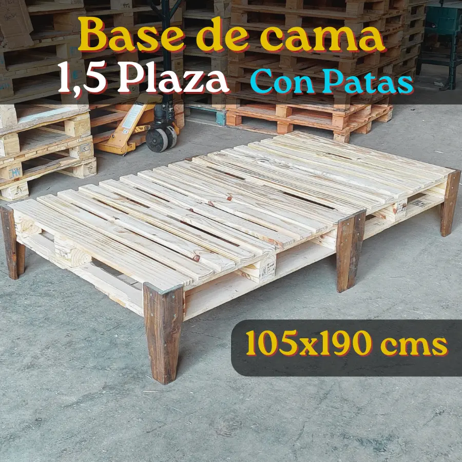 Base de Cama 1,5 Plaza Con Patas - Imagen 3