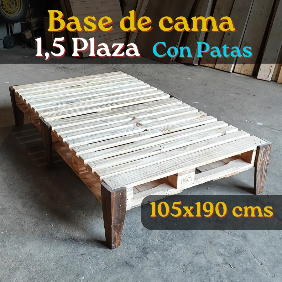 Base de Cama 1,5 Plaza Con Patas - Imagen 2