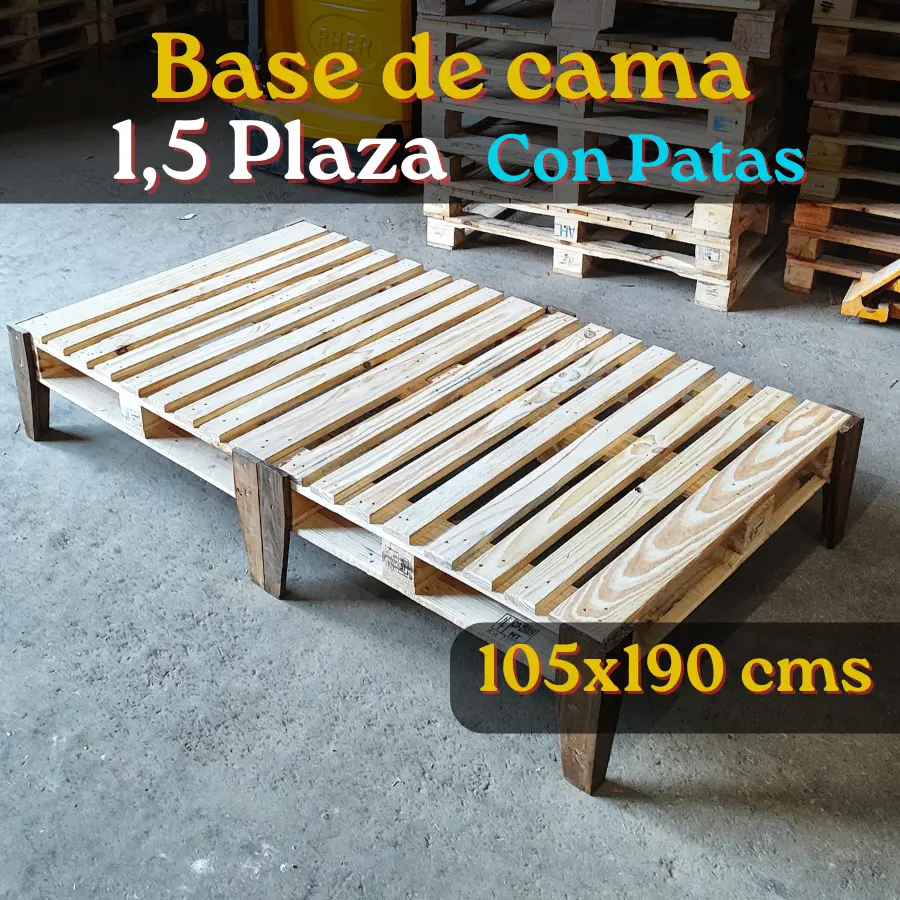 Base de Cama 1,5 Plaza Con Patas