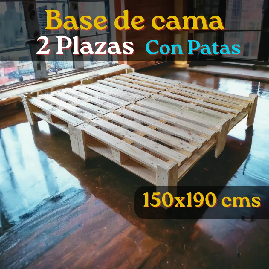 Base de Cama 2 Plazas Con Patas - Imagen 3