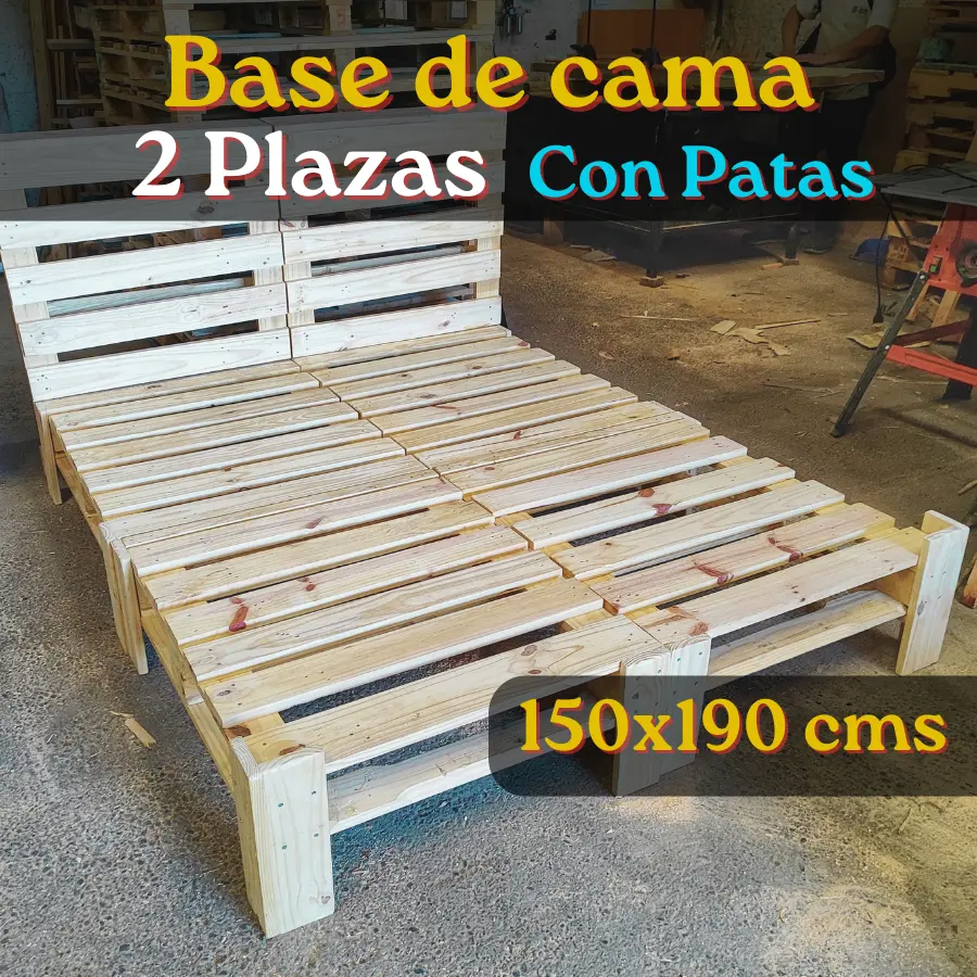 Base de Cama 2 Plazas Con Patas - Imagen 2